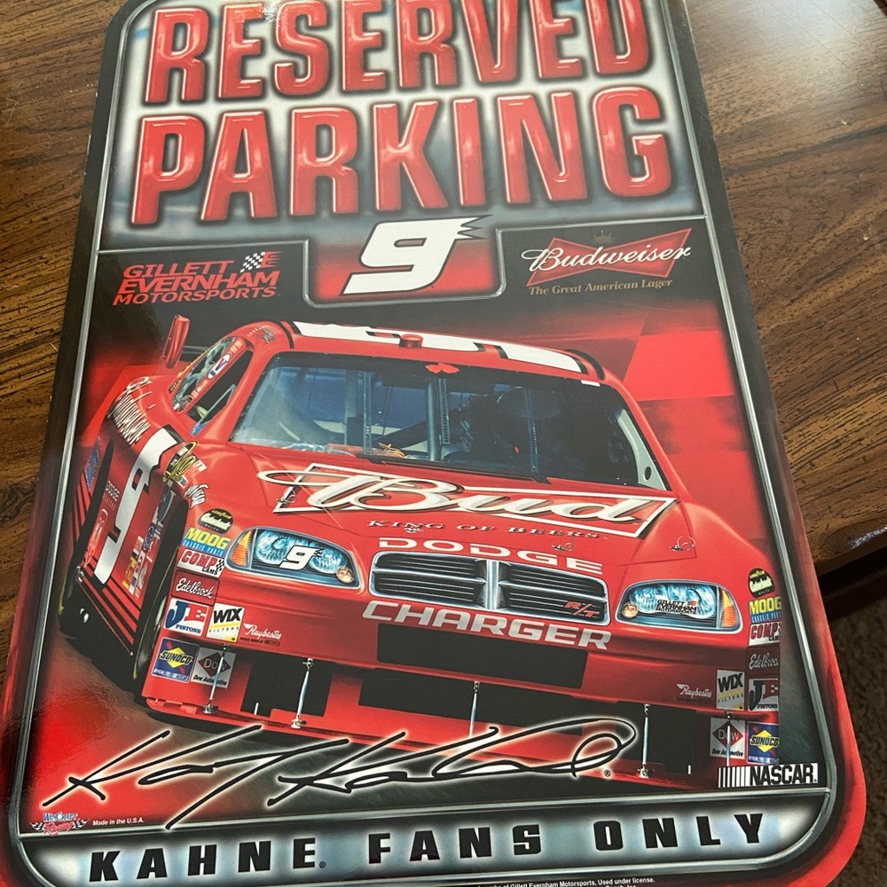 NWT NASCAR Kasey Kahne fan parking only Sign